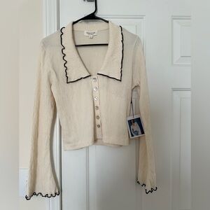 Nation Los Angeles - Cream Cardigan with Black Trim
